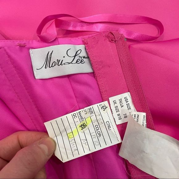 Mori Lee By Madeline Gardner Satin A-Line Prom Formal Bridesmaid Maxi Dress - Picture 10 of 11